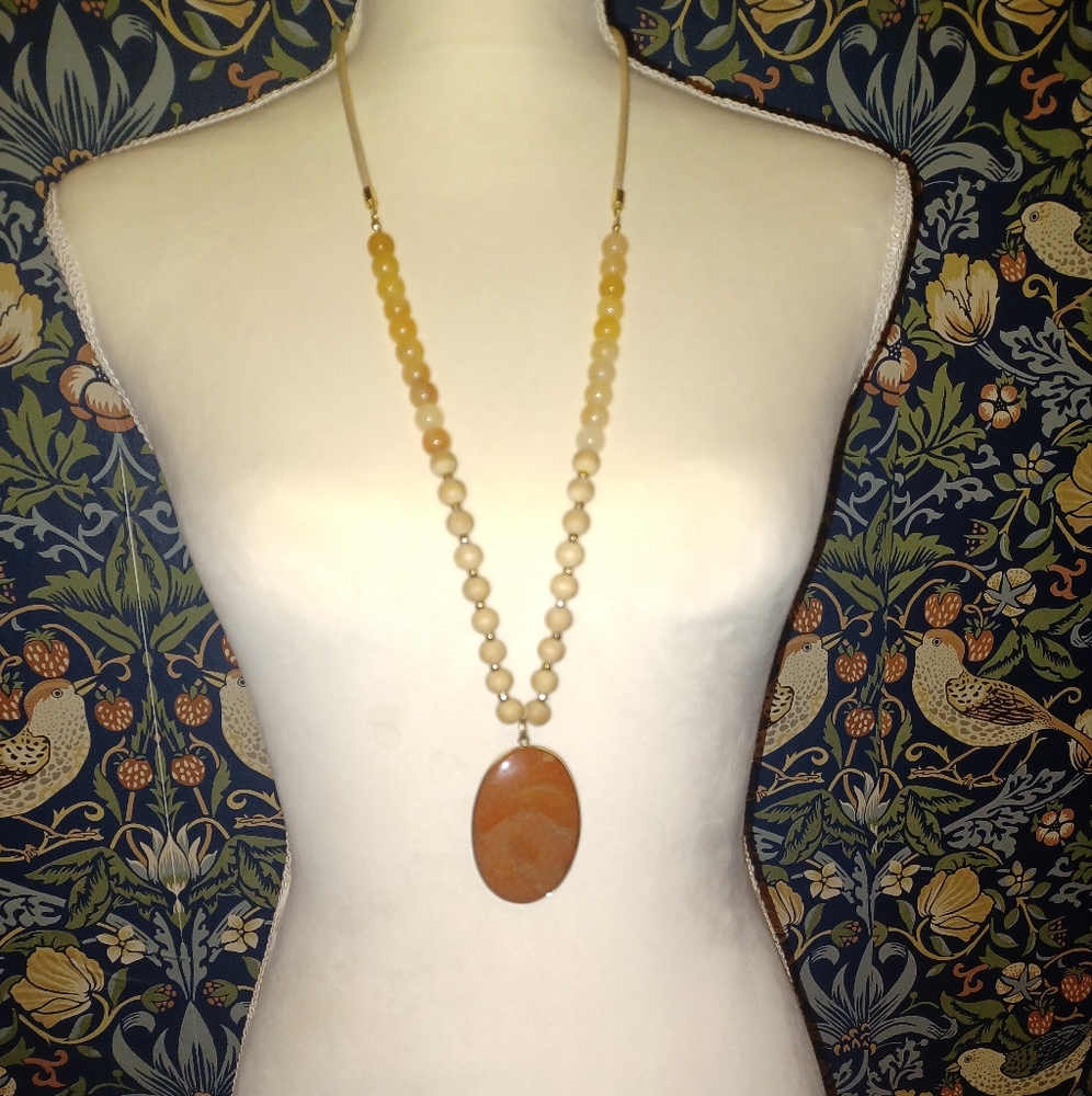 31" necklace with large oval pendant